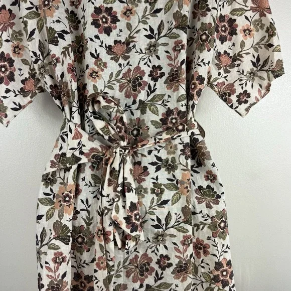 Faherty Willow V-neck Floral Print Linen Wrap Mini Dress size XXS Vacation NEW - Picture 10 of 14